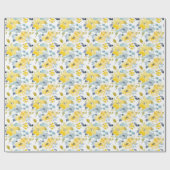 Papier Cadeau Motif d'aquarelle jaune et bleu (Plat)
