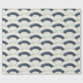 Papier Cadeau Motif d'aquarelle marbré d'or bleu (Plat)