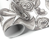 Papier Cadeau Motif d'aquarelle moderne noir blanc (Coin rond)