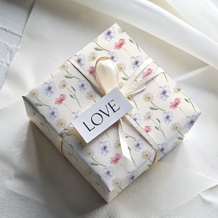 Papier Cadeau Motif d'aquarelle moderne Pastel Fleur sauvage