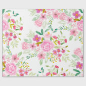 Papier Cadeau Motif d'aquarelle moderne vert girly rose (Plat)
