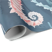 Papier Cadeau Motif d'aquarelle nautique : Coral Reef Delties (Coin rond)