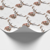 Papier Cadeau Motif d'aquarelle Noël cerf Bois Brown (Coin)