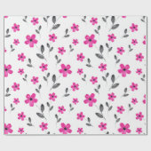 Papier Cadeau Motif d'aquarelle rose chaud cinq pétales (Plat)