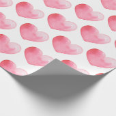 Papier Cadeau Motif d'aquarelle rose coeur (Coin)