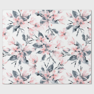 Papier Cadeau Motif d'aquarelle rose et gris