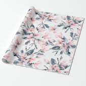 Papier Cadeau Motif d'aquarelle rose et gris (Déroulé)