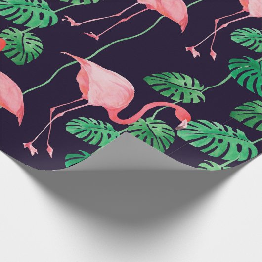 Papier Cadeau Motif d'aquarelle transparente avec flamant (Coin)