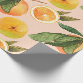 Papier Cadeau Motif d'aquarelle transparente avec mandarines (Coin)