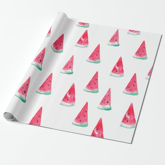 Papier Cadeau Motif d'aquarelle transparente avec pastèque (Déroulé)