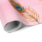 Papier Cadeau Motif d'aquarelle transparente avec plis de paon d (Coin rond)