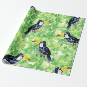 Papier Cadeau Motif d'aquarelle transparente avec toucan sur l v