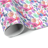 Papier Cadeau Motif d'aquarelle tropicale (Coin rond)