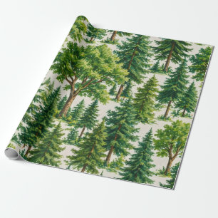 Papier Cadeau Motif d'arbre de forêt toujours verte