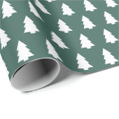Papier Cadeau Motif d'arbre de Noël blanc foncé (Coin rond)