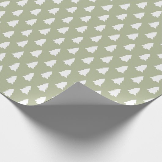 Papier Cadeau Motif d'arbre de Noël blanc vert (Coin)