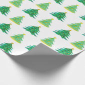 Papier Cadeau Motif d'arbre de Noël dessiné à la main (Coin)