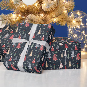 Papier Cadeau Motif d'arbre de Noël fantaisiste