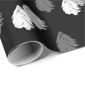 Papier Cadeau Motif d'arbre de Noël noir blanc (Coin rond)