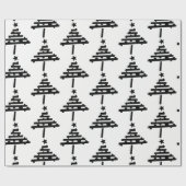 Papier Cadeau Motif d'arbre de Noël noir et blanc moderne (Plat)