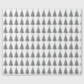 Papier Cadeau Motif d'arbre de Noël noir moderne (Plat)