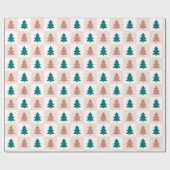 Papier Cadeau Motif d'arbre de Noël rose simple (Plat)