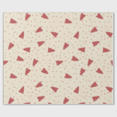 Papier Cadeau Motif d'arbre de Noël rouge | Dessin manuel minima (Plat)