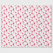 Papier Cadeau Motif d'arbre de Noël rouge et blanc (Plat)