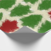 Papier Cadeau Motif d'arbre de Noël rustique vert et rouge (Coin)