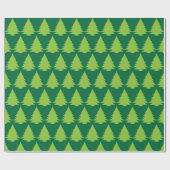 Papier Cadeau Motif d'arbre de Noël vert (Plat)