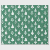 Papier Cadeau Motif d'arbre de Noël vert et blanc festif (Plat)
