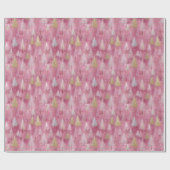 Papier Cadeau Motif d'arbre délicat sur fond rose (Plat)