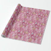 Papier Cadeau Motif d'arbre délicat sur fond rose (Déroulé)