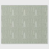 Papier Cadeau Motif d'arbre vert Sage (Plat)