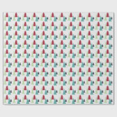 Papier Cadeau Motif d'arbres de Noël multicolores (Plat)
