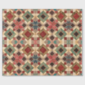 Papier Cadeau Motif d'art de bloc de patchwork géométrique vinta (Plat)