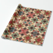 Papier Cadeau Motif d'art de bloc de patchwork géométrique vinta (Déroulé)