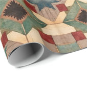 Papier Cadeau Motif d'art de bloc de patchwork géométrique vinta (Coin rond)