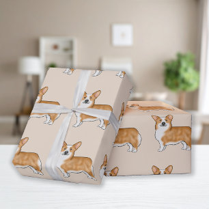 Papier Cadeau Motif d'art de Pembroke Welsh Corgi rouge et blanc