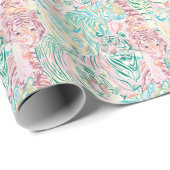 Papier Cadeau Motif d'art de Tiger couleur Pastel (Coin rond)