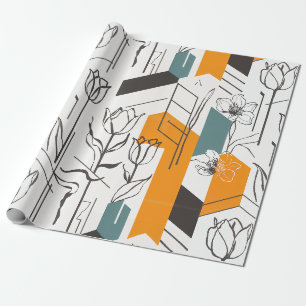 Papier Cadeau Motif d'art en ligne de tulipe géométrique moderne