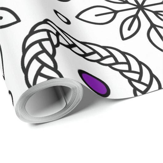 Papier Cadeau Motif d'art en ligne noire et blanche (Coin rond)