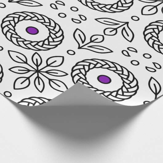 Papier Cadeau Motif d'art en ligne noire et blanche (Coin)