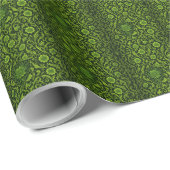 Papier Cadeau motif d'art floral éclat vert complexe (Coin rond)