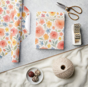 Papier Cadeau Motif d'art floral français chic assez démodé