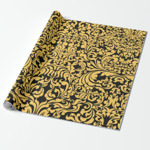 Papier Cadeau Motif d'art floral or sur une vinta d'art thaïland
