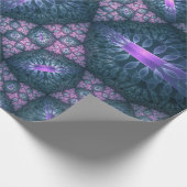 Papier Cadeau motif d'art fractal 3D Turquoise violet rose (Coin)