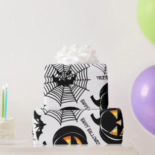 Papier Cadeau Motif d'art Halloween Black Scary Citrouille perso