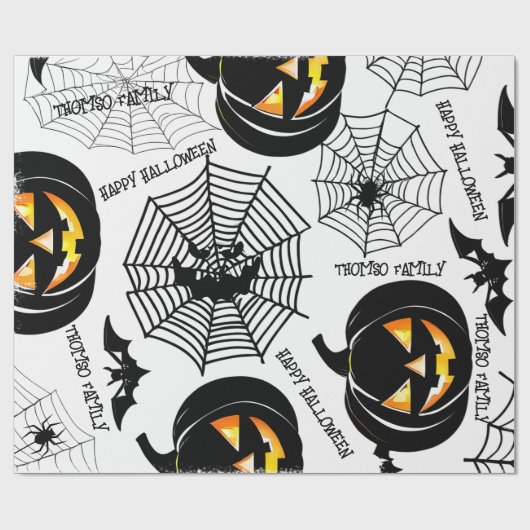 Papier Cadeau Motif d'art Halloween Black Scary Citrouille perso (Plat)