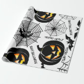 Papier Cadeau Motif d'art Halloween Black Scary Citrouille perso (Déroulé)